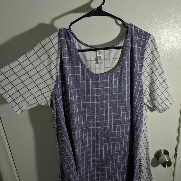 LuLaRoe white and blue checkered shirt - Picture 3 of 3